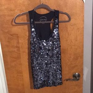 Blue sequin women’s tank top